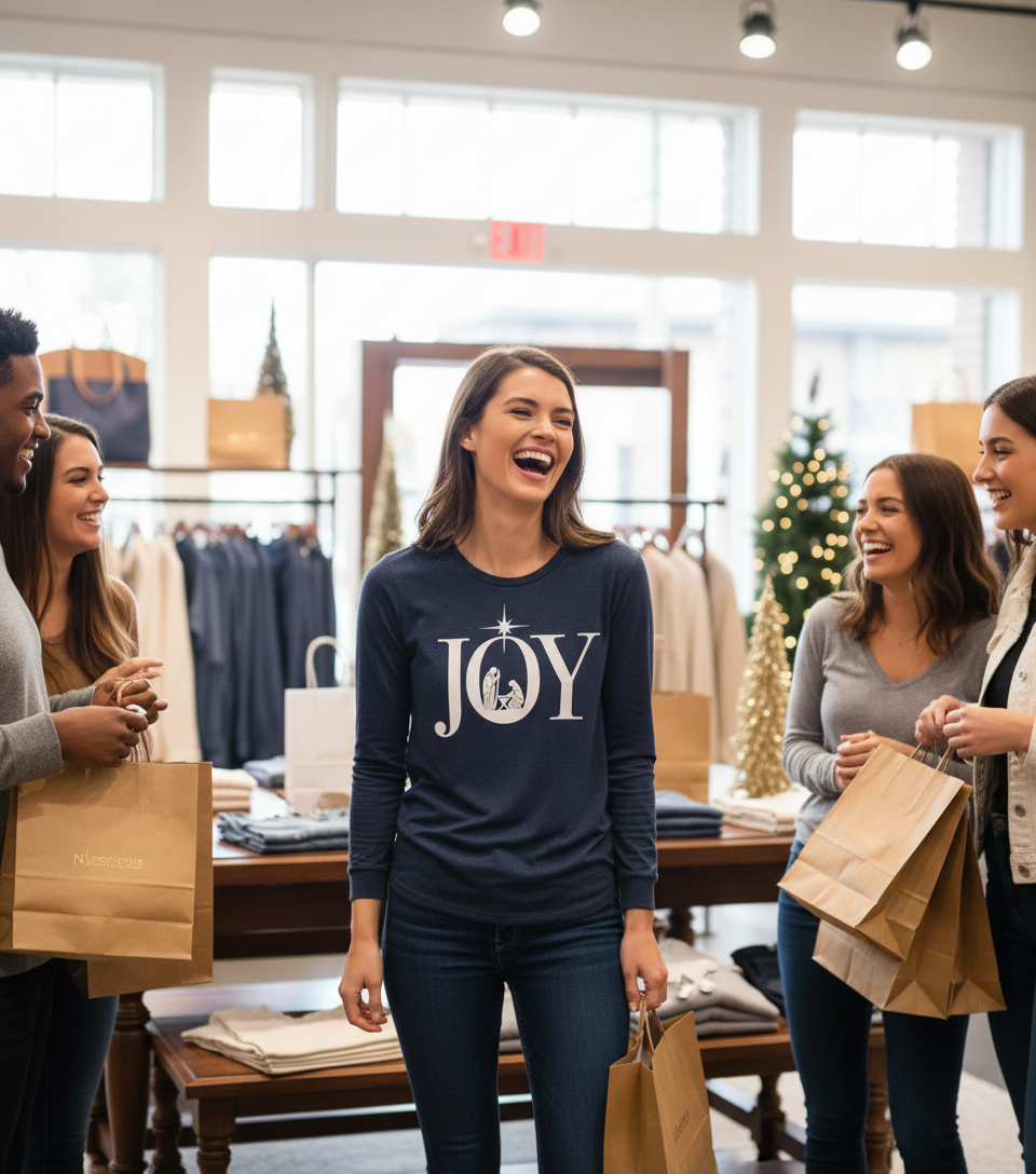 Joyous Nativity Long Sleeve Christmas Shirt