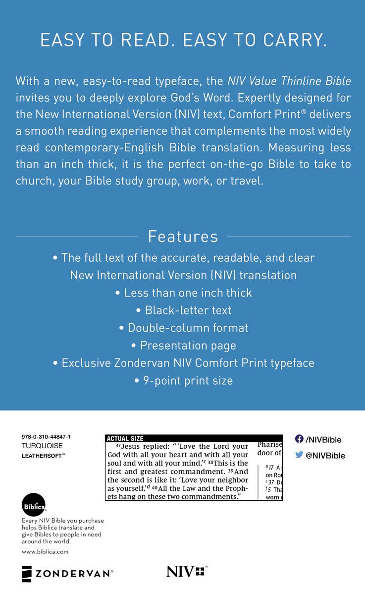 NIV, Value Thinline Bible