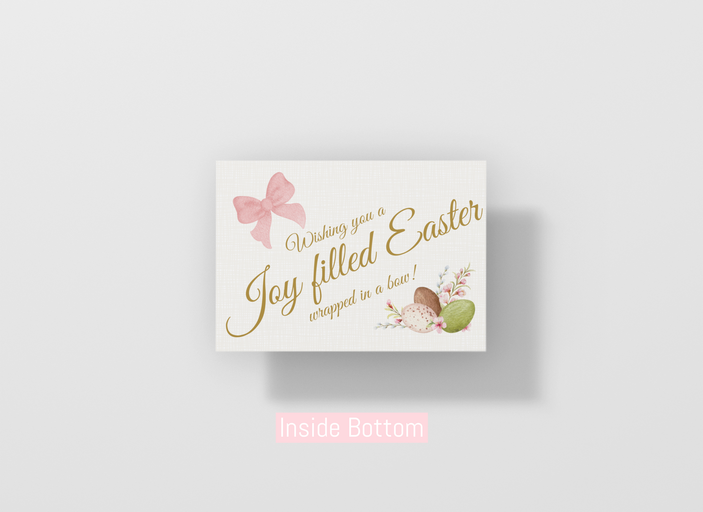 Customizable Pink Bow Easter Greeting Cards Set of 5