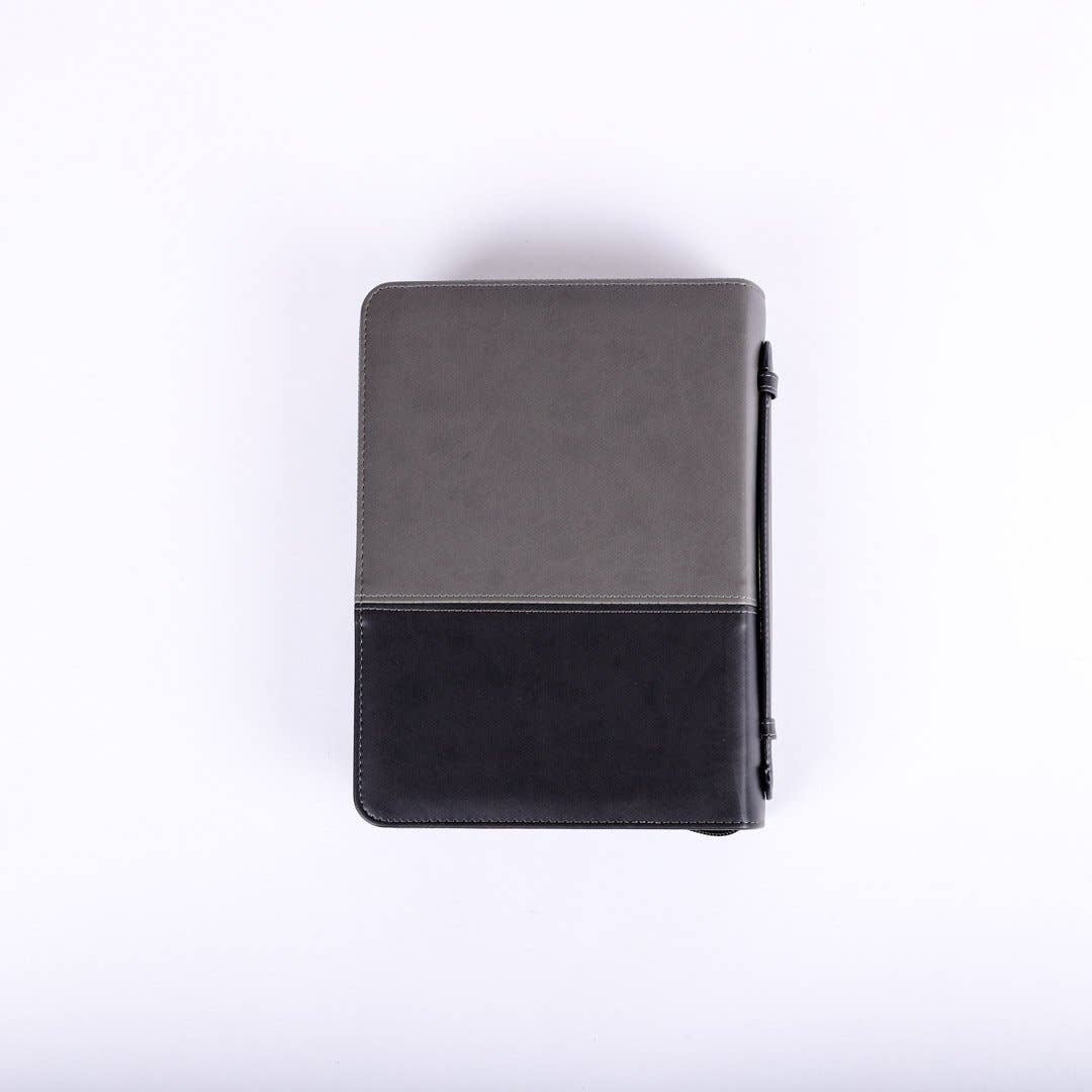 Bible Cover Imitation Leather Unshakable Faith Grey/Black L