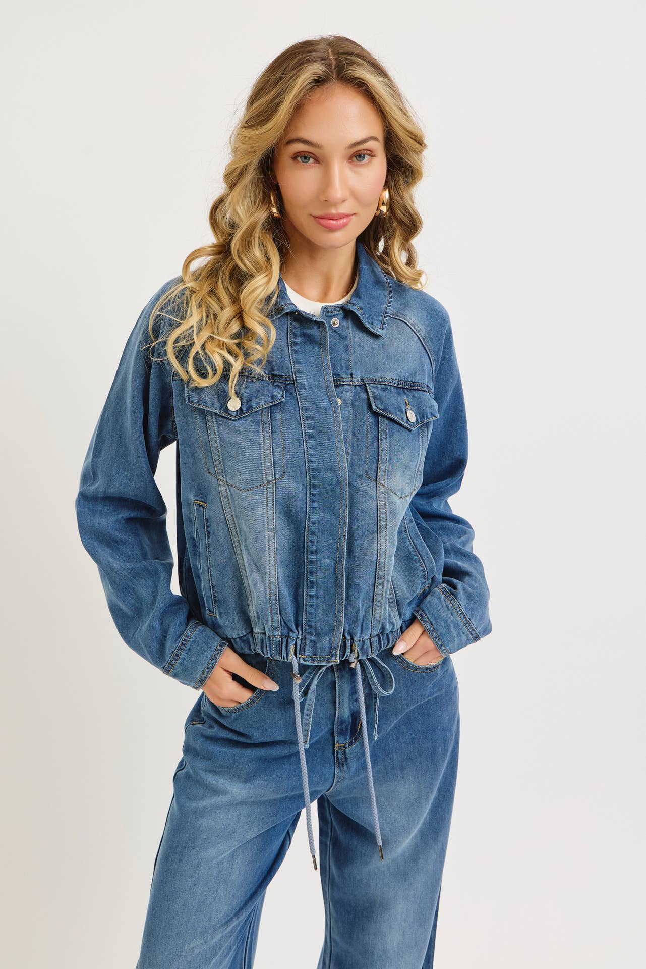 EASY CASUAL WIDE-LEG DENIM PATNS