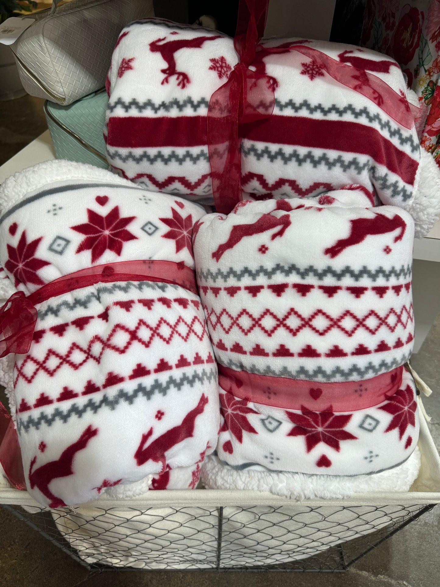 Christmas Flannel Sherpa Throw Blanket