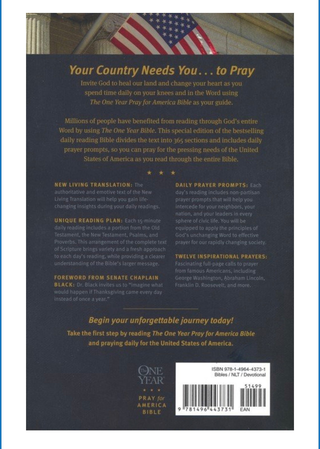 The NLT One Year Pray for America Bible, softcover