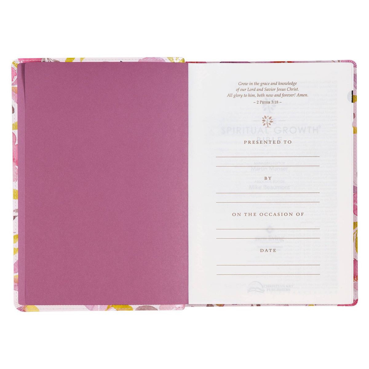 Pink Floral Spiritual Growth Bible New Living Translation