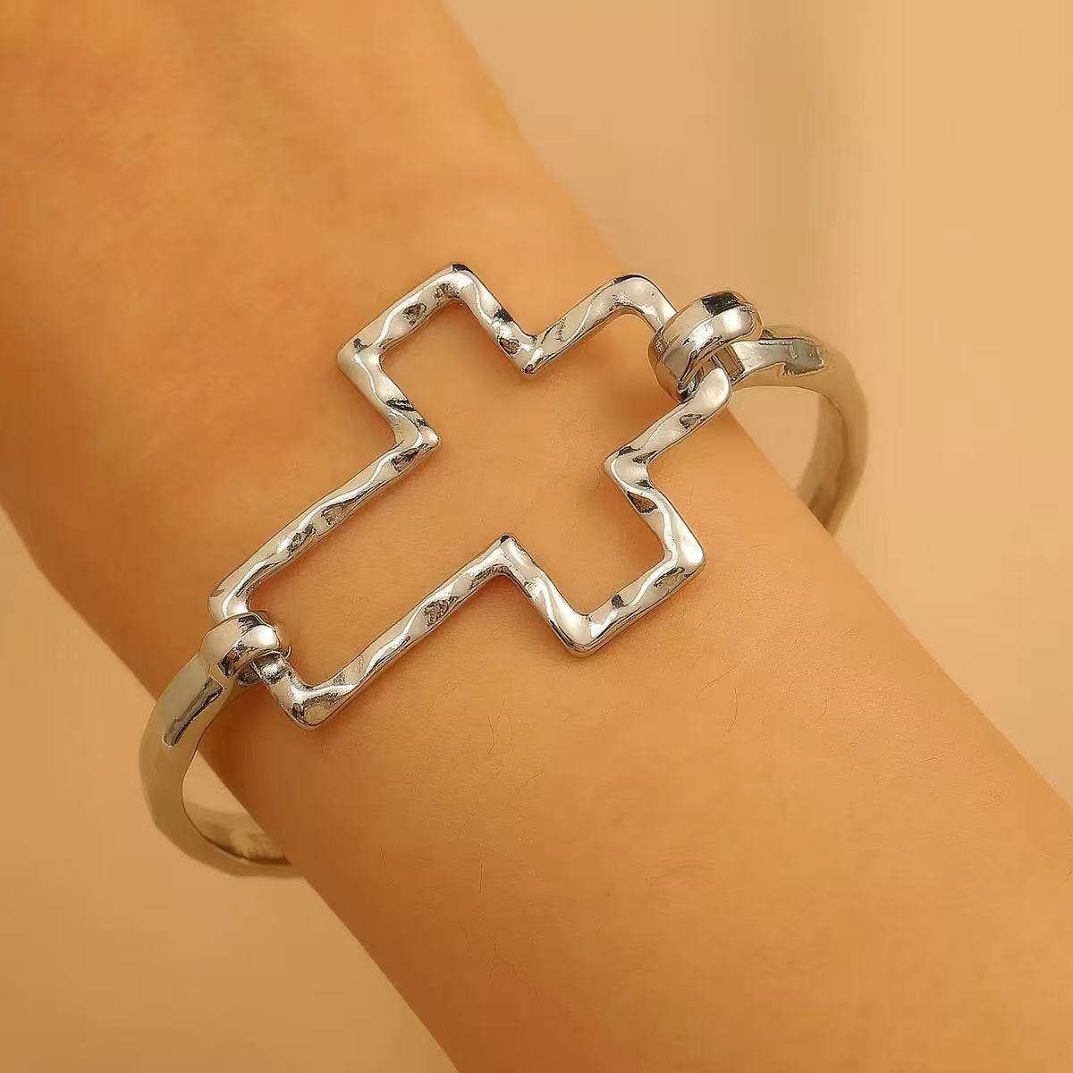 Cute Cross Cuff Bracelet for Women- Elegant Cross