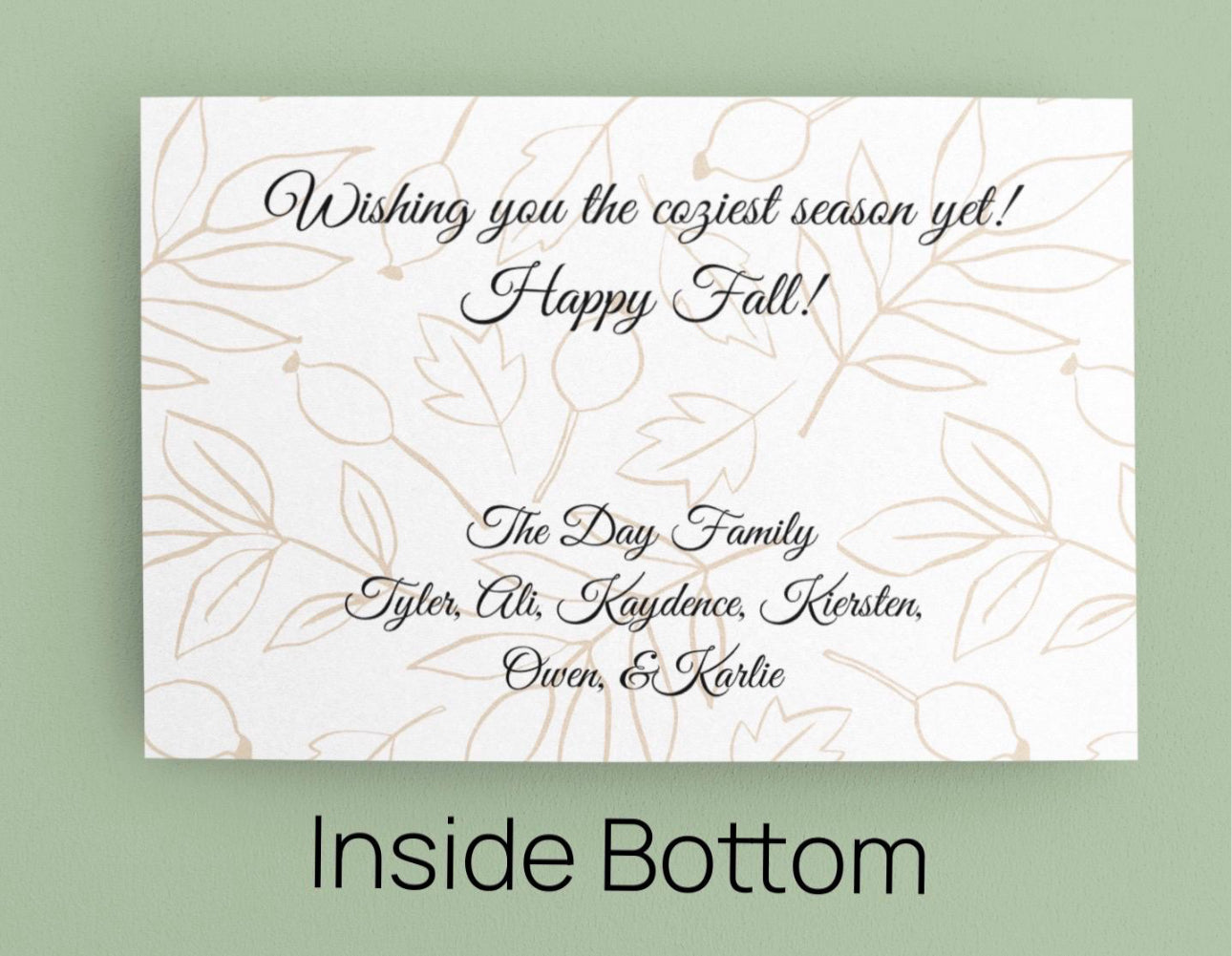 Fall Greeting Cards with Message Inside Personalizable