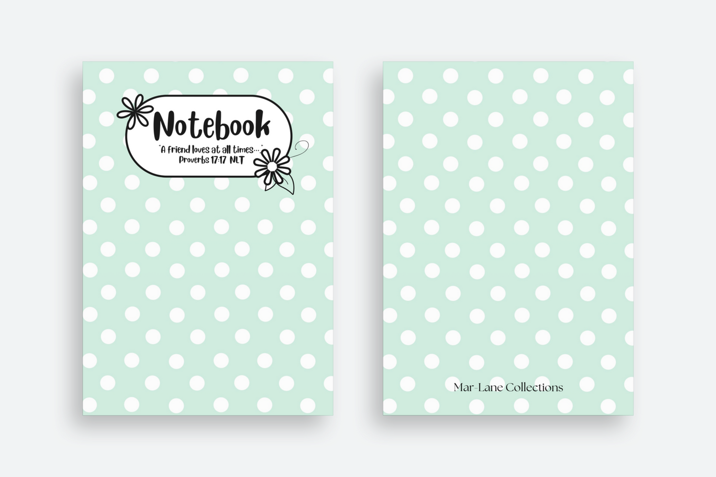 Mint Green Friendship Polka Dot Notebook