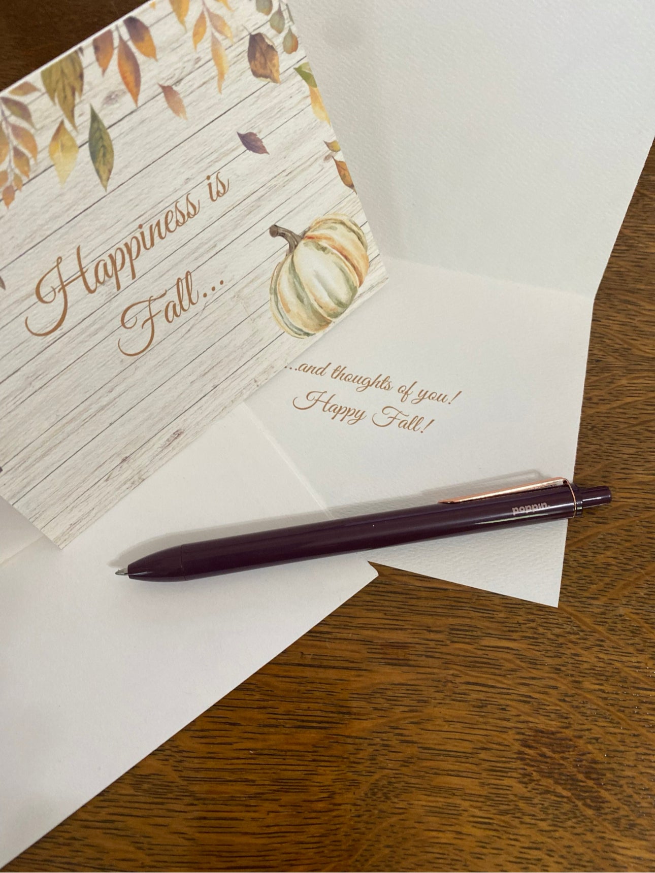 Happiness is Fall Greeting Cards Notecards with Envelopes Printed Message Inside Customizable