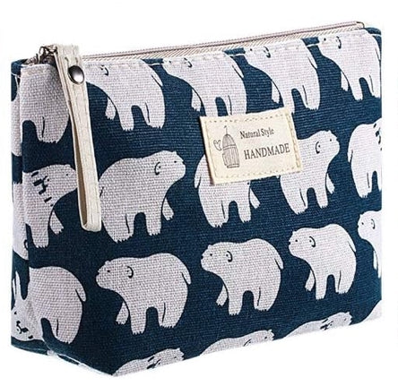 Nature-Inspired Canvas Cosmetic Bag