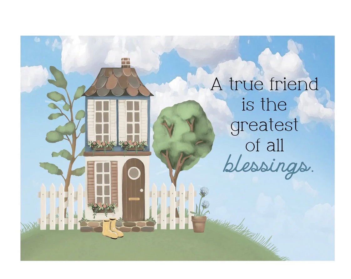Single Card with envelope: A true friend is the greatest of all blessings