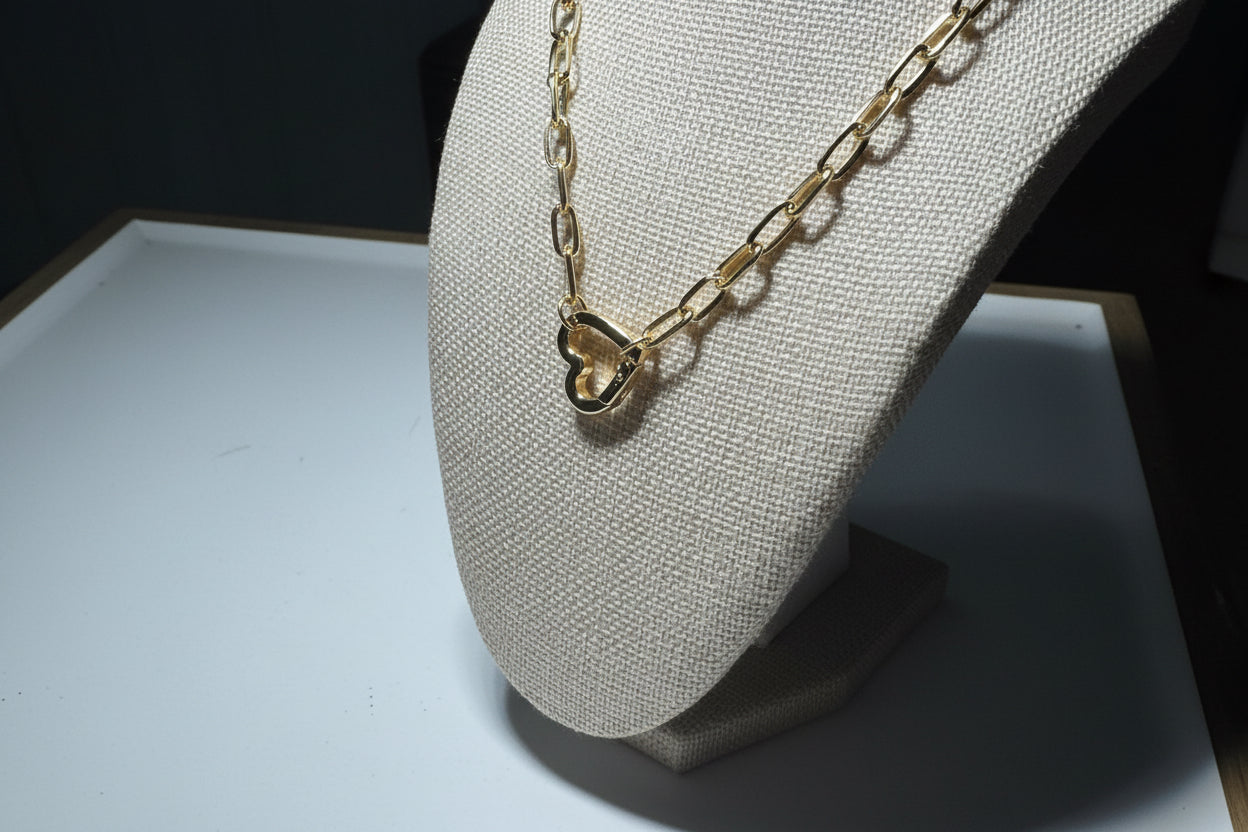 Golden Heart Clasp Chain Necklace