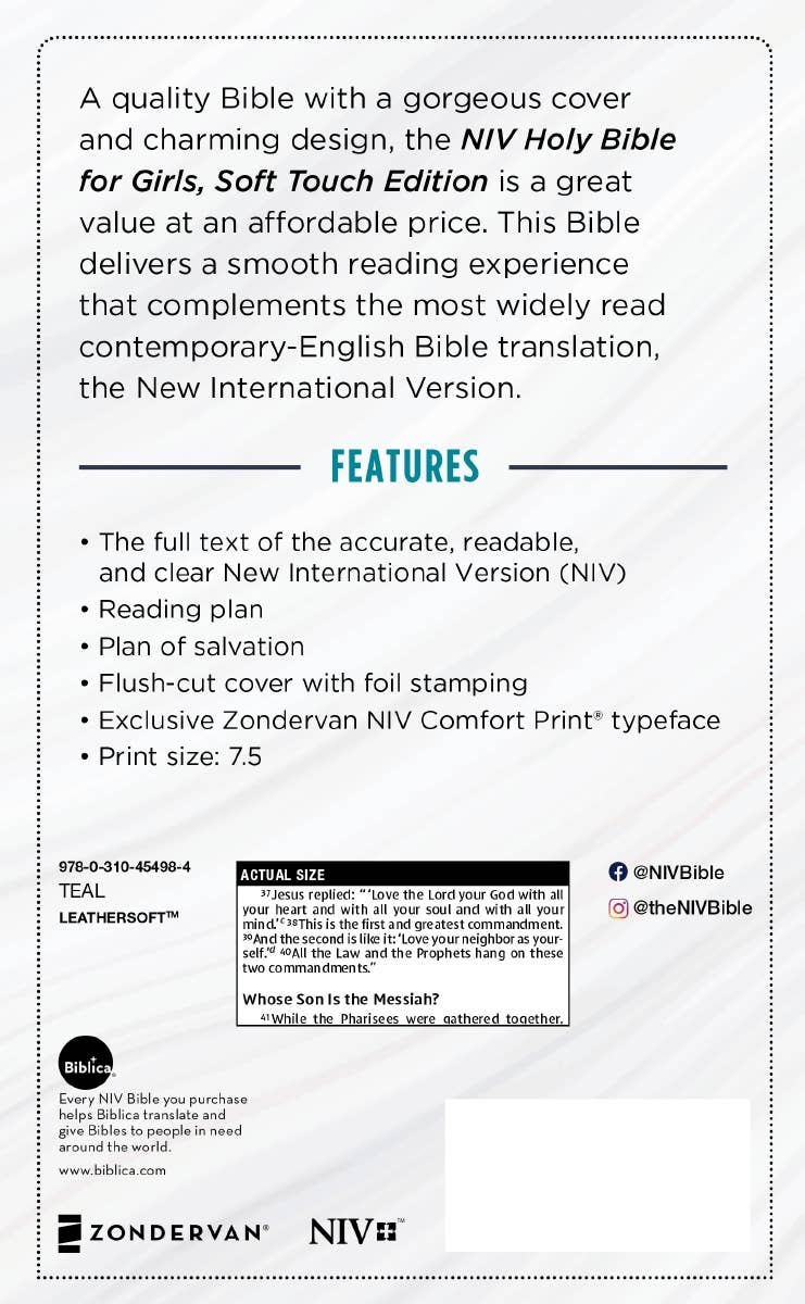 NIV, Holy Bible For Girls