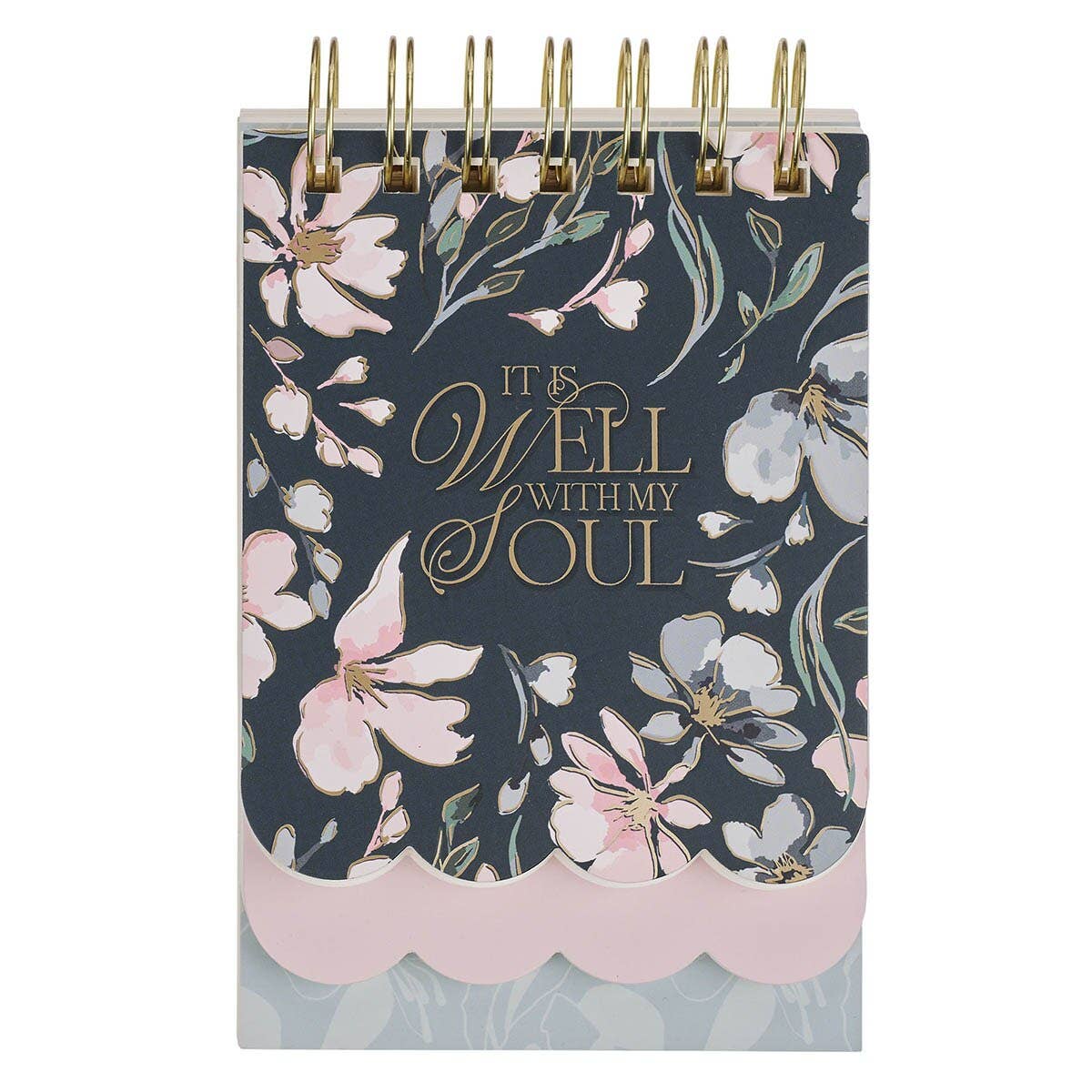 Spiral Notepad SM Navy Floral It Is Well With My Soul