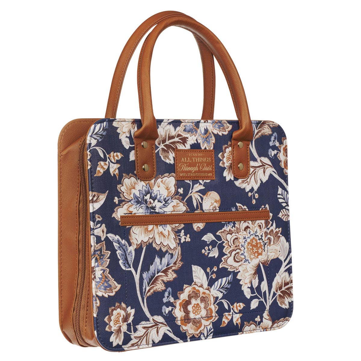 Bible Cover Fashion Navy/Brown All Things Phil. 4:13