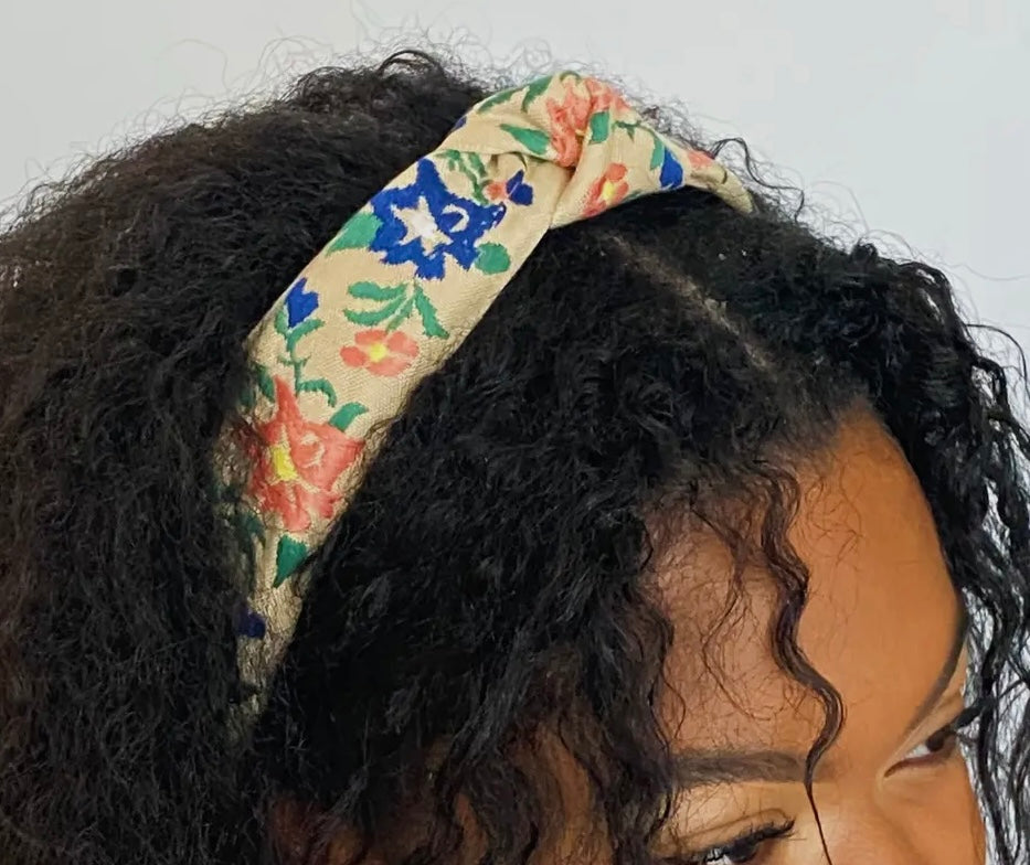 French Floral Embroidered Headband