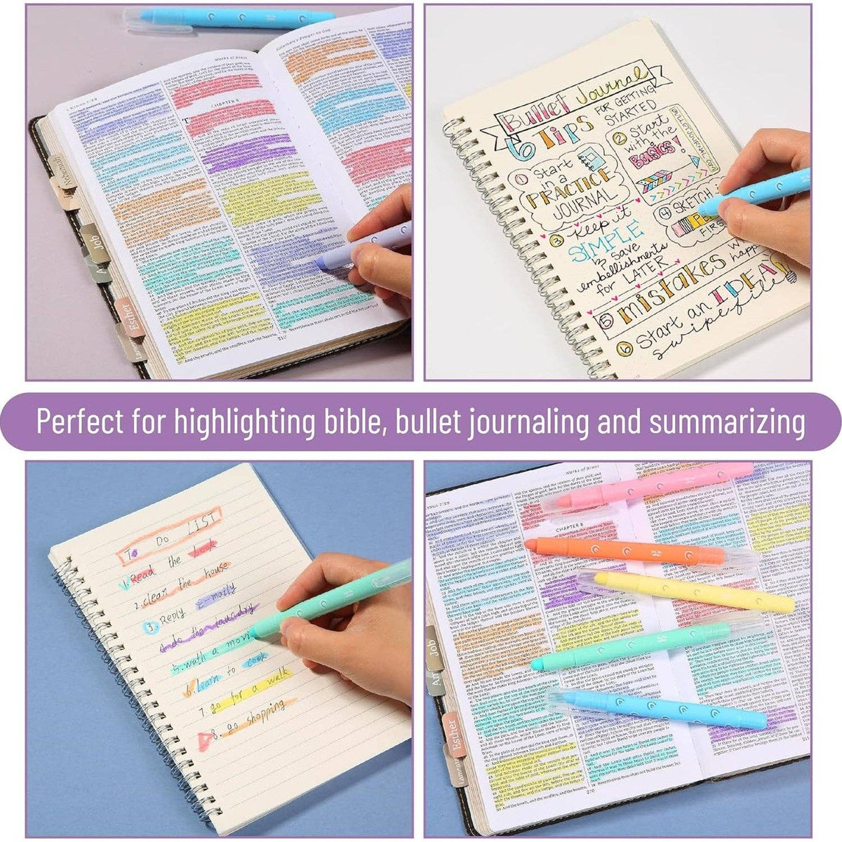 Bible Gel Highlighters *Rainbow* 8 Pack No Bleed