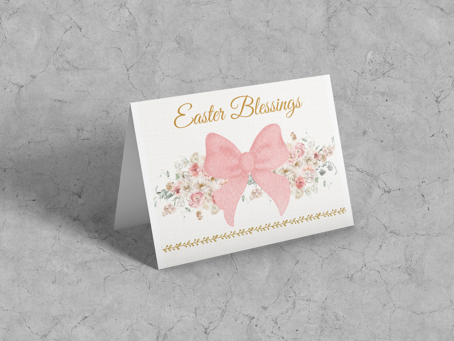 Easter Greeting Cards Customizable Spring Bow Printed Set of 5 Elegant Easter Notes Personalizable Greeting  Card with Message Inside