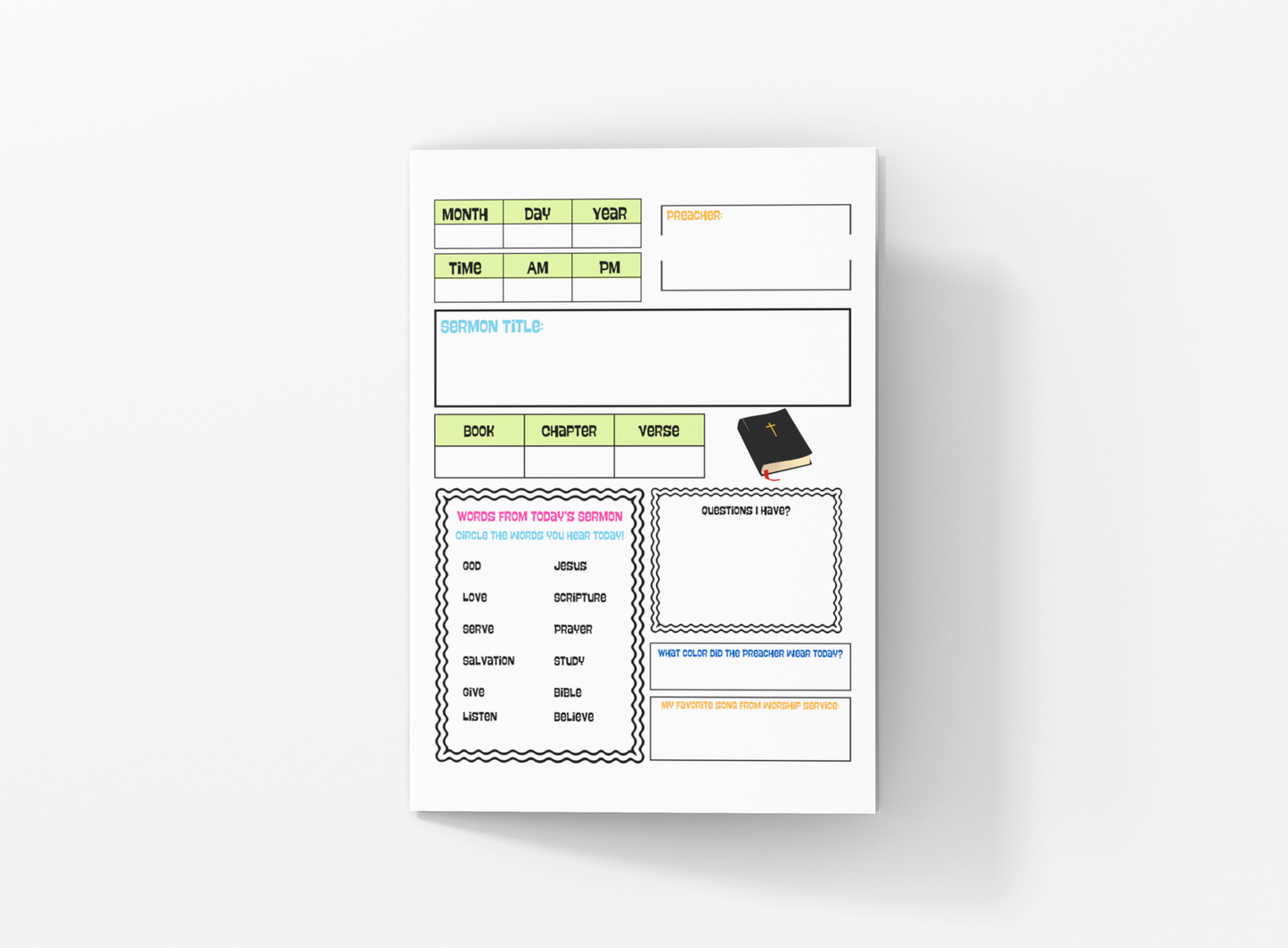 Sermon Notes Notebook For Kids Church Notebook Gift for Bible Study Notebook for Boys Note Taking for Christian Young Boys