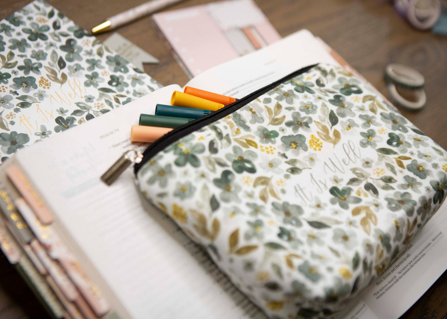 It Is Well Bible Study Pen Pouch | Bible Verse Pencil Case