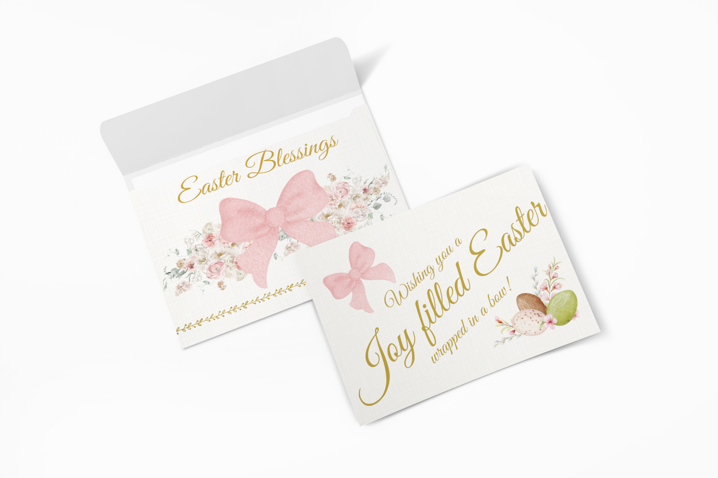 Easter Greeting Cards Customizable Spring Bow Printed Set of 5 Elegant Easter Notes Personalizable Greeting  Card with Message Inside