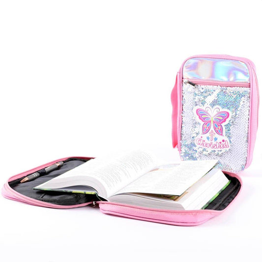 Canvas Bible Cover with Reversible Sequins - Cherished - M