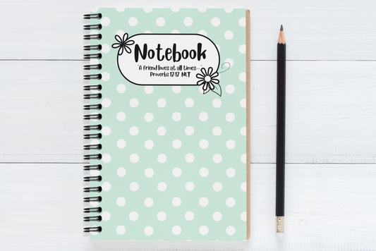 Mint Green Friendship Polka Dot Notebook