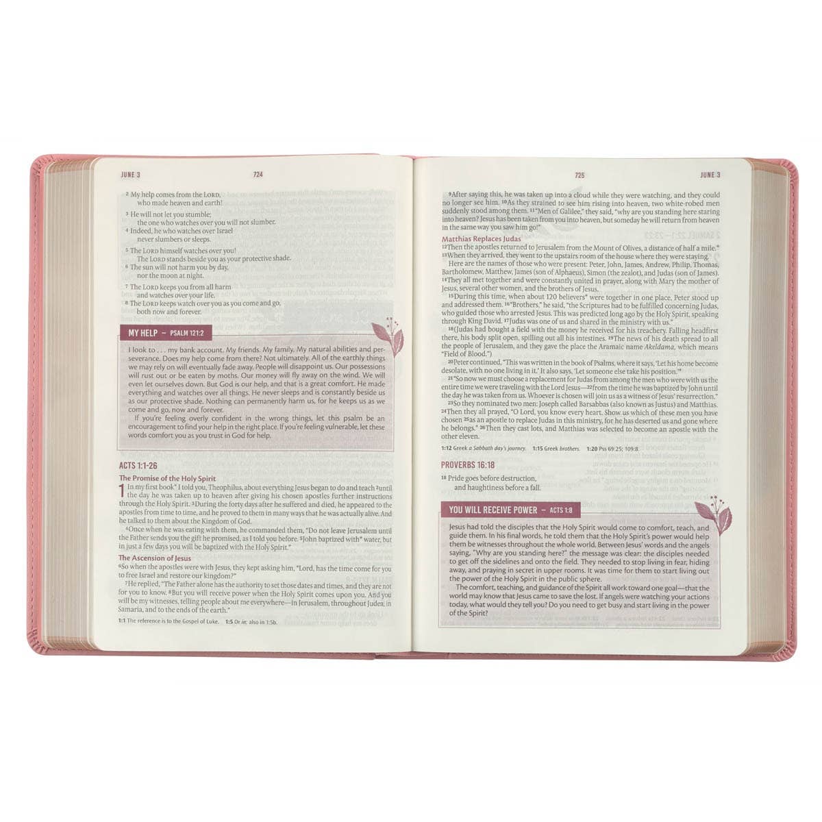 Devotional Bible NLT for Women Faux Leather, Pink