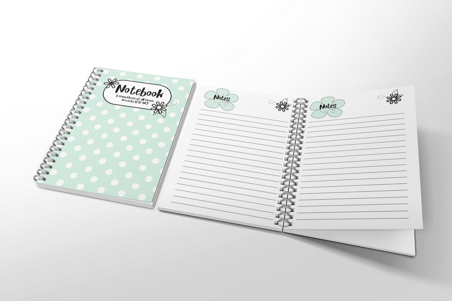 Mint Green Friendship Polka Dot Notebook