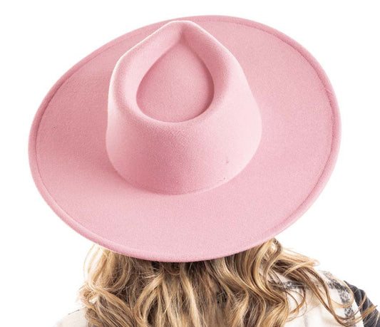 Light Pink Wide Brim Fedora Hat