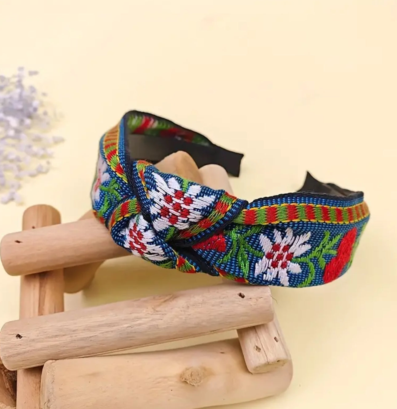 French Floral Embroidered Headband