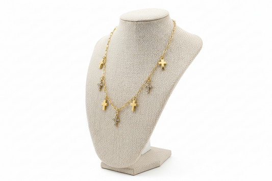 Elegant Cross Charm Gold Necklace