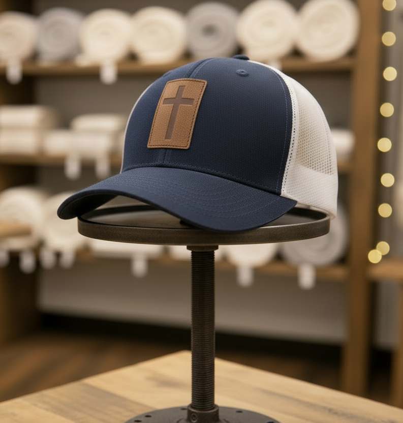 Kerusso Mens Cap Leather Cross