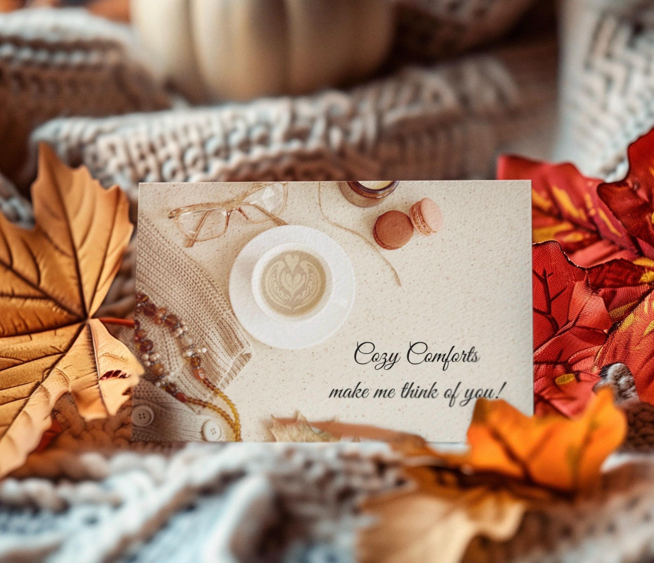 Fall Greeting Cards with Message Inside Personalized Cozy Fall Print Set of 10 Cards Autumn Cards with Envelopes Thanksgiving Card