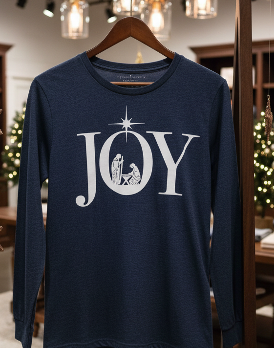 Joyous Nativity Long Sleeve Christmas Shirt