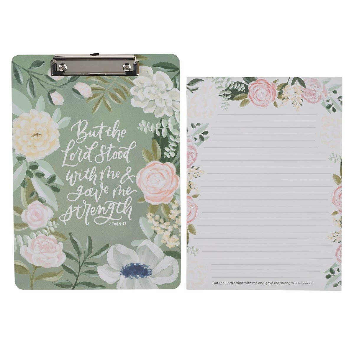 Clipboard w/Pad Floral But the Lord Stood With Me 1 Tim 4:17