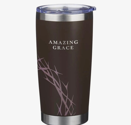 Tumbler Stainless Steel Taupe  Amazing Grace Crown of Thorns