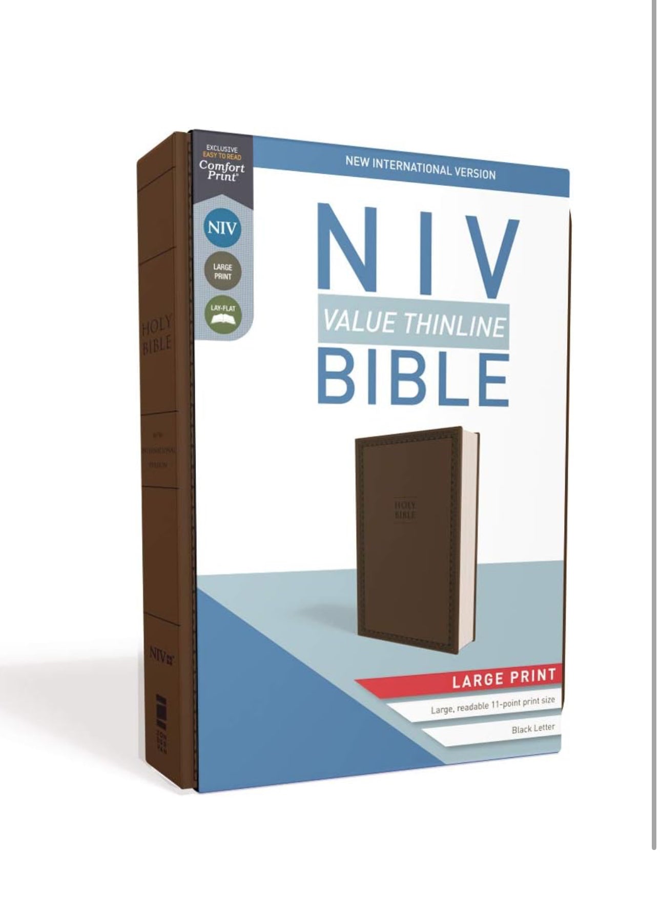 NIV, Value Thinline Bible, Large Print, Leathersoft, Brown, Comfort Print
