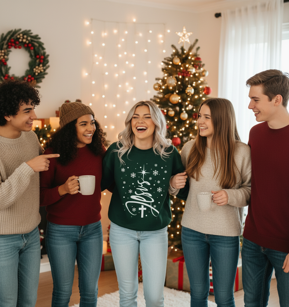 JESUS CHRISTMAS TREE SWEATSHIRT