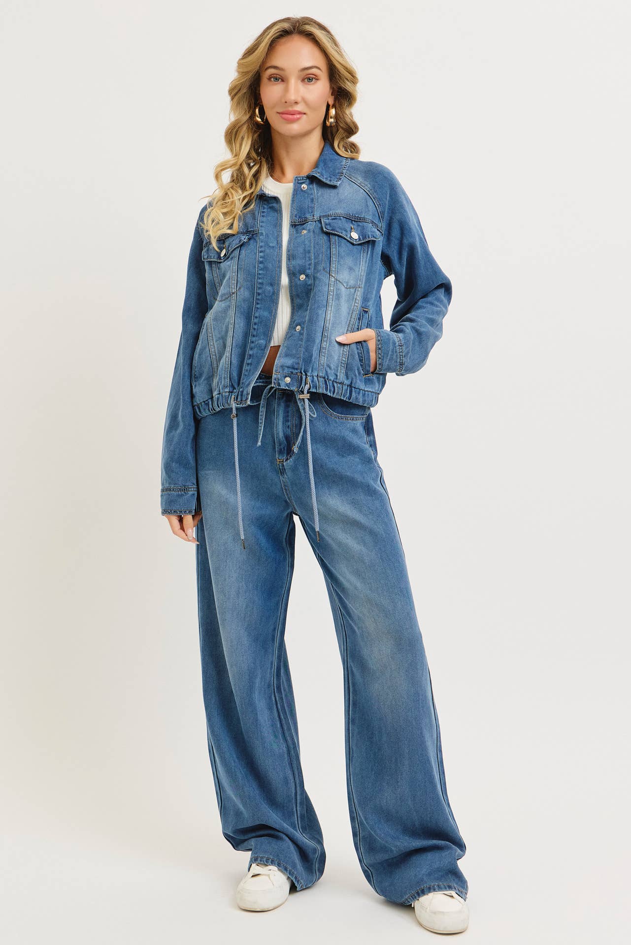EASY CASUAL  WIDE-LEG DENIM PATNS