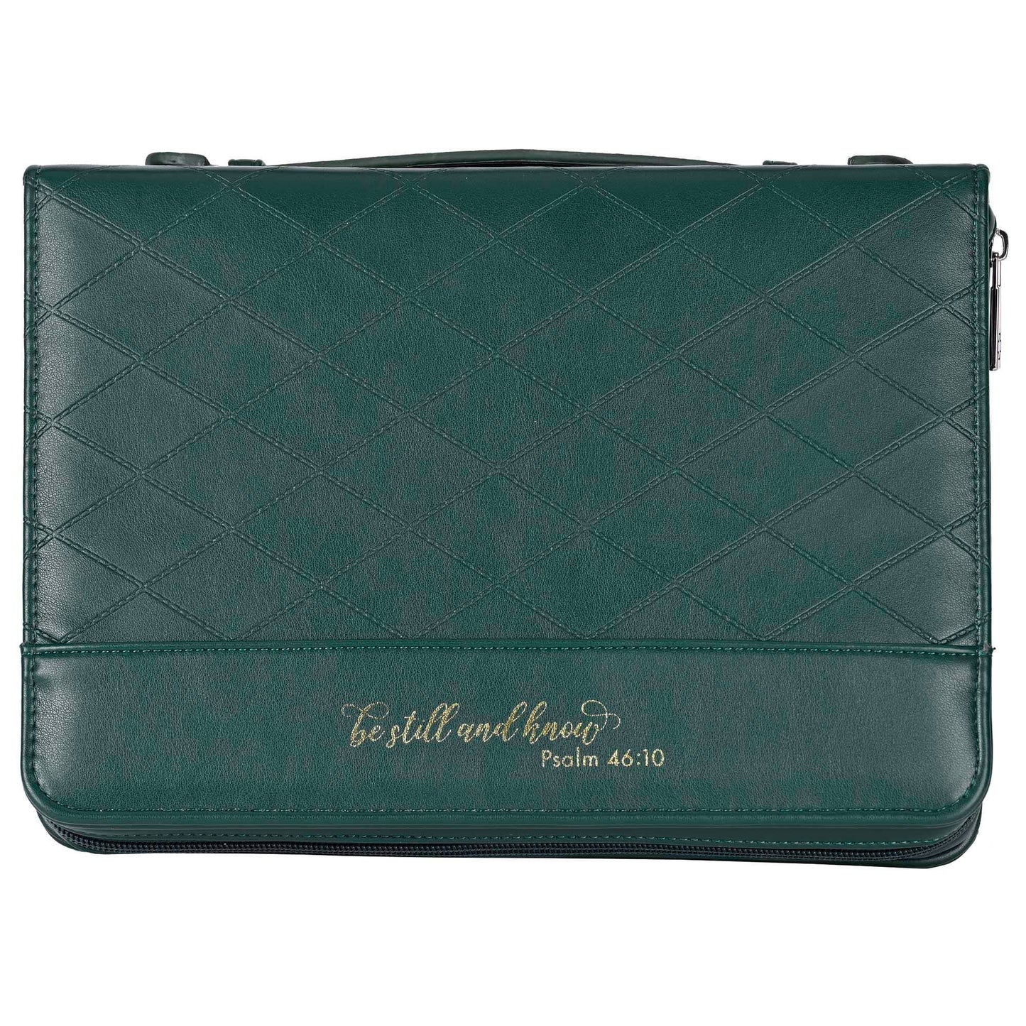 White Dove Bible Case Quilted Be Still Green XLarge
