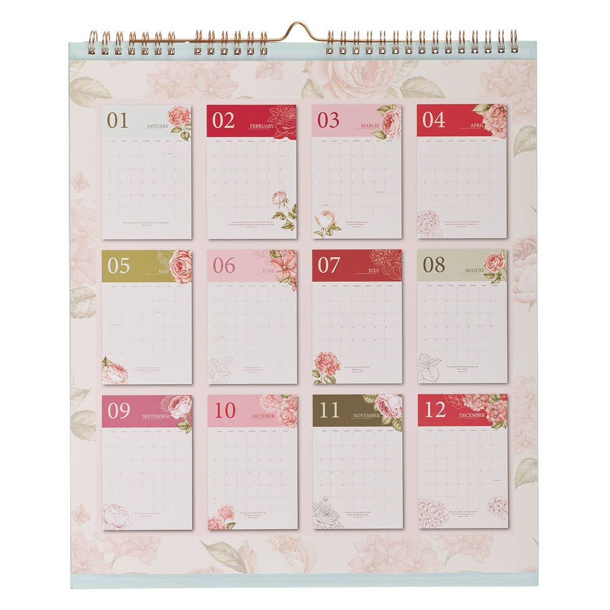 Calendar/Stationery set w/pen Rose & Hydrangeas Ecc. 3:11