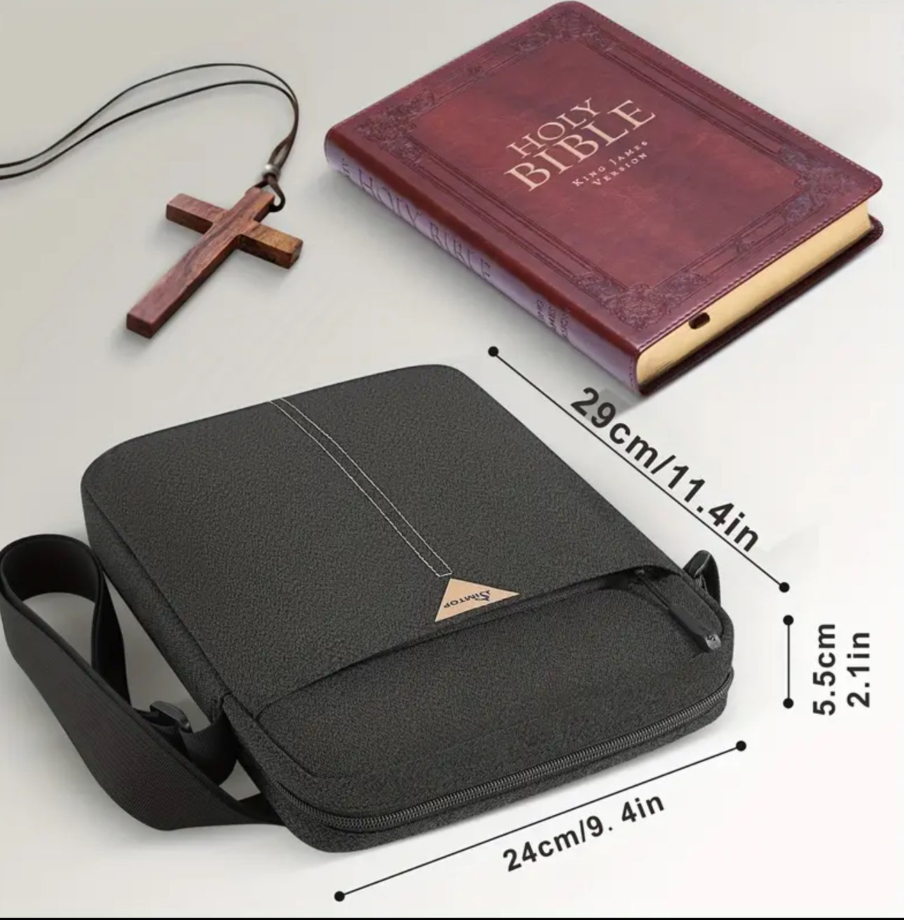 Large Bible Cover CrossbodyBag with Multiple Pockets for Convenient Bible Storage (Size: 11.4” x 9.4”)