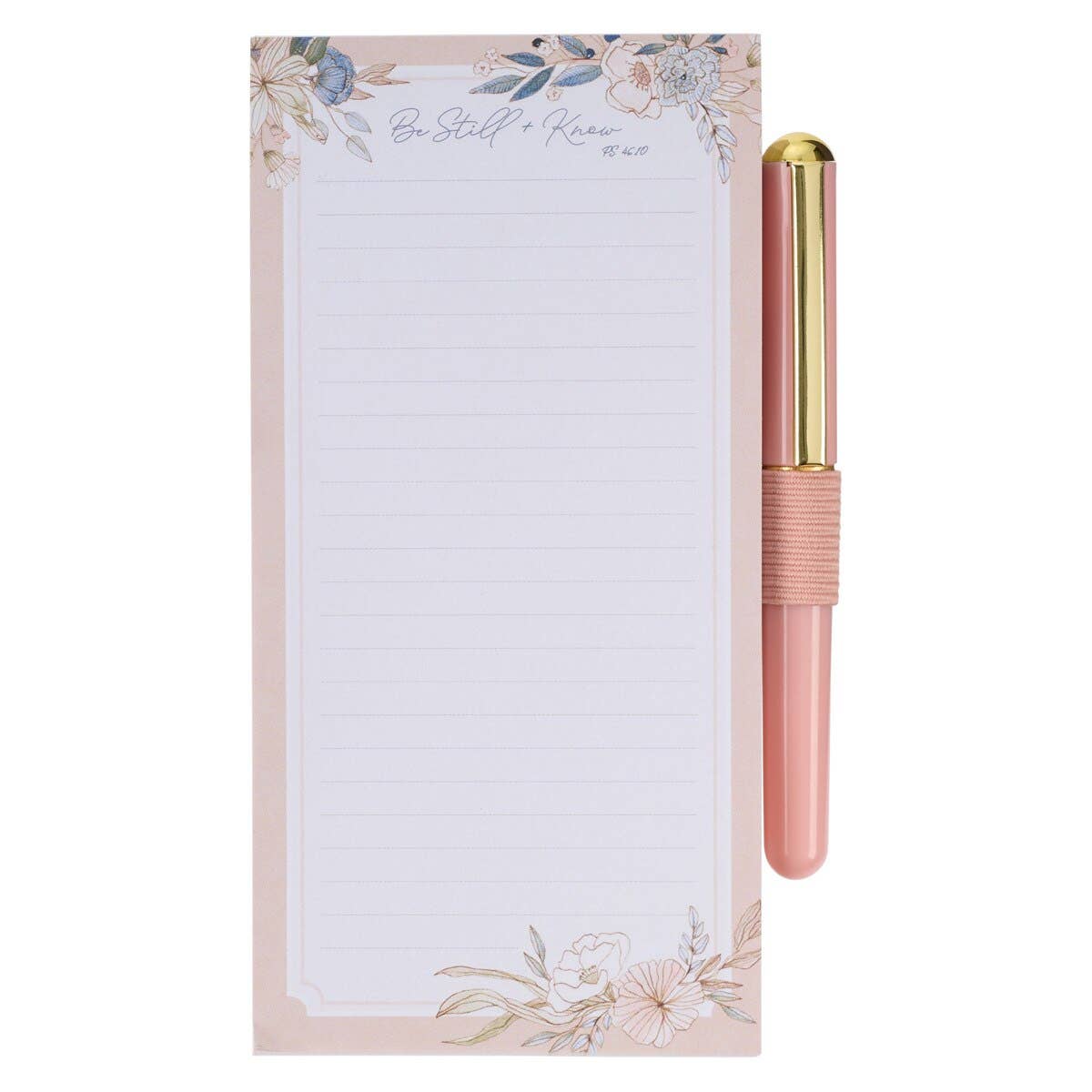 Magnetic Shopping List w/pen Be Still Pink/Blue Floral