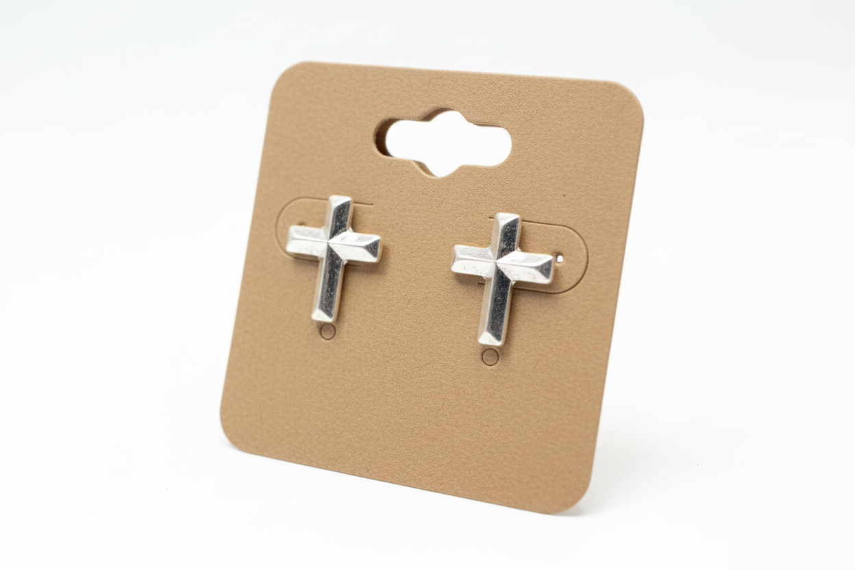 Silver Solid Grace Stud Earrings (Hypoallergenic Titanium Post)