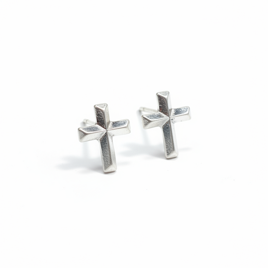 Silver Solid Grace Stud Earrings (Hypoallergenic Titanium Post)