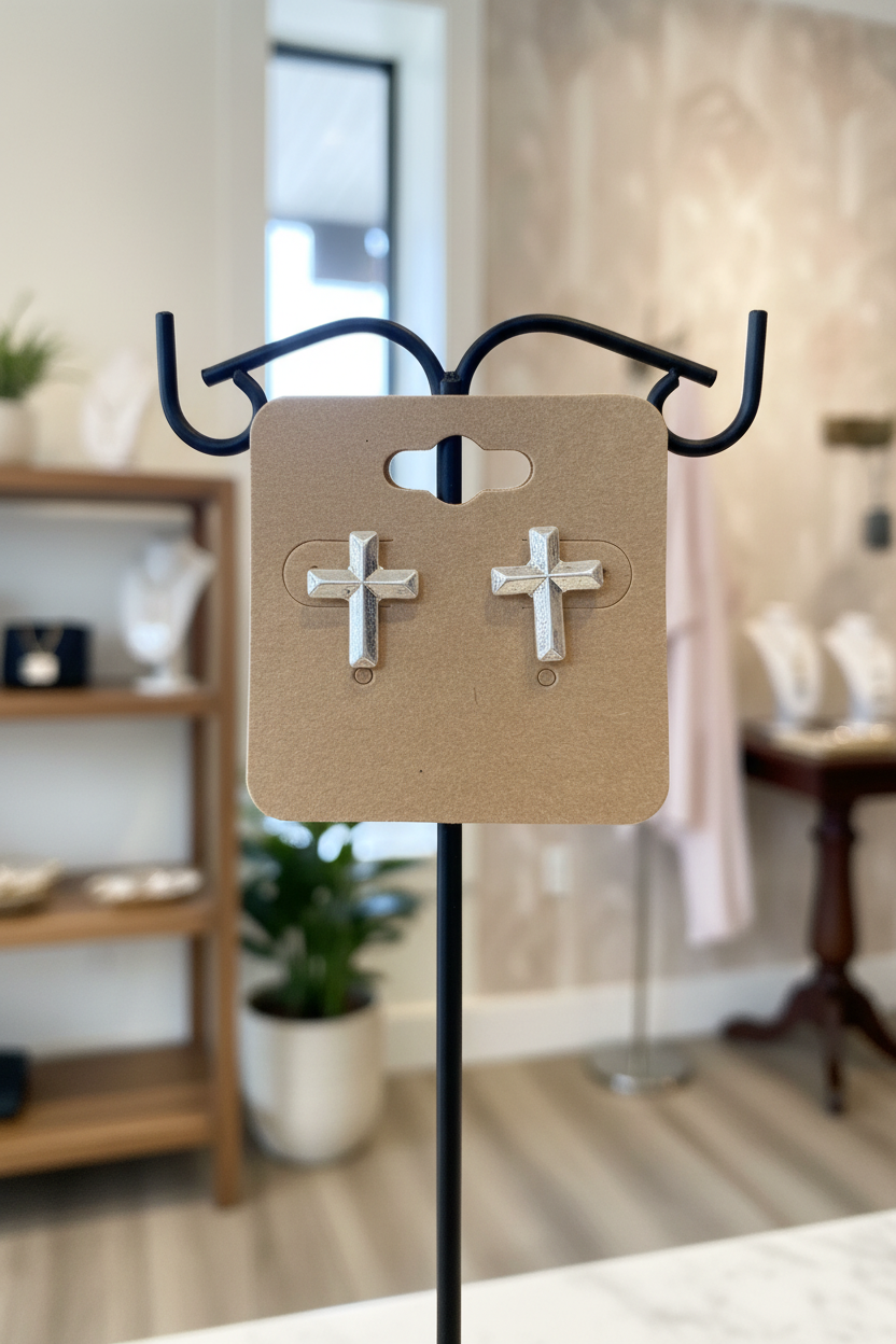 Silver Solid Grace Stud Earrings (Hypoallergenic Titanium Post)