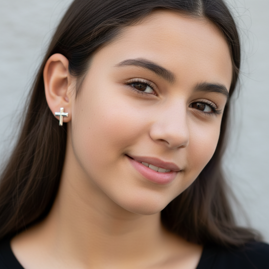 Silver Solid Grace Stud Earrings (Hypoallergenic Titanium Post)