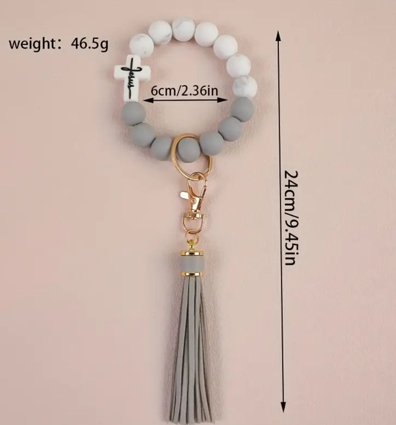 Pastel Silicone Bead Wrist Keychains with Tassel, Lobster Bead Embellished Keychain