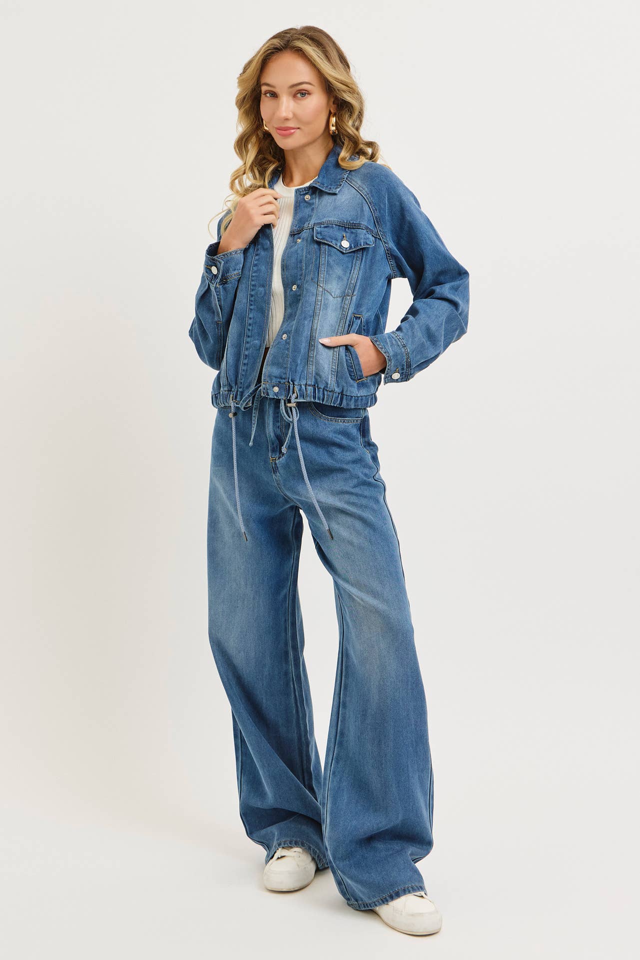 EASY CASUAL  WIDE-LEG DENIM PATNS