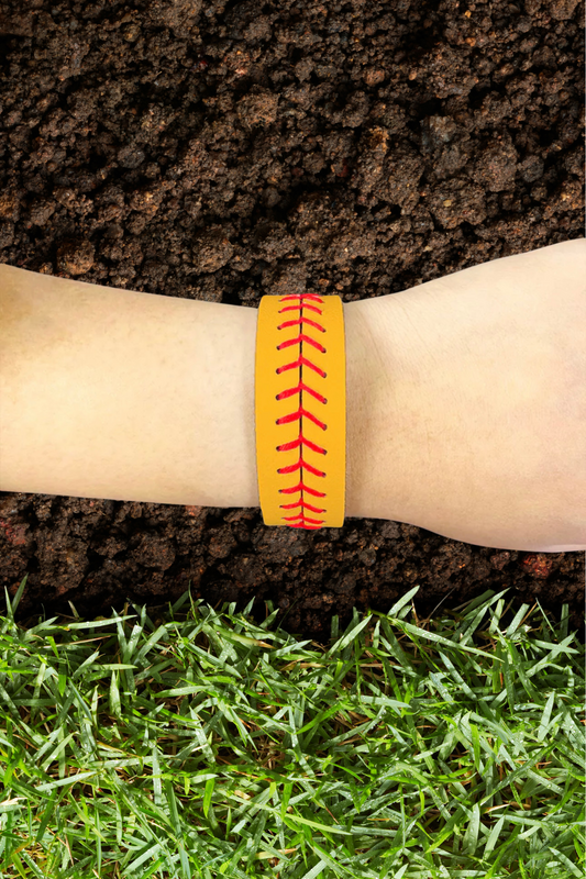 Softball Stitching Faux Leather Bracelet